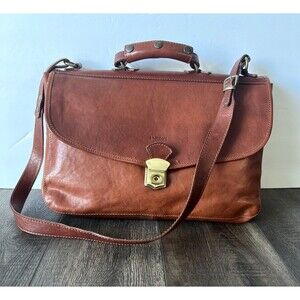 I Medici Scafaftti Triple Gusset Italian Leather Briefcase Messenger Bag
